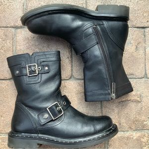 HARELY DAVIDSON | Grace Black Leather Boots | Size 7.5